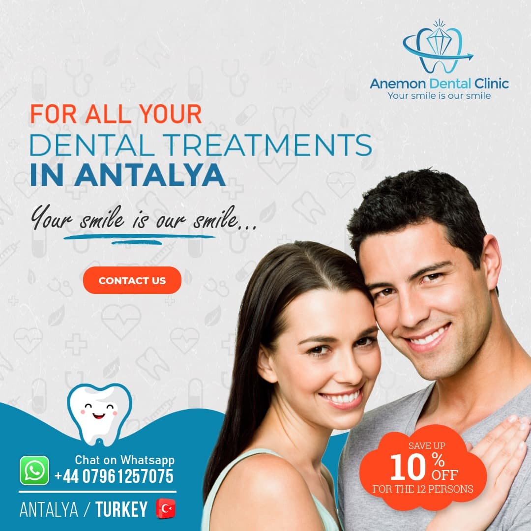 Anemon Dental Clinic diş tedavileri için hazırlanan reklam sosyal medya görseli