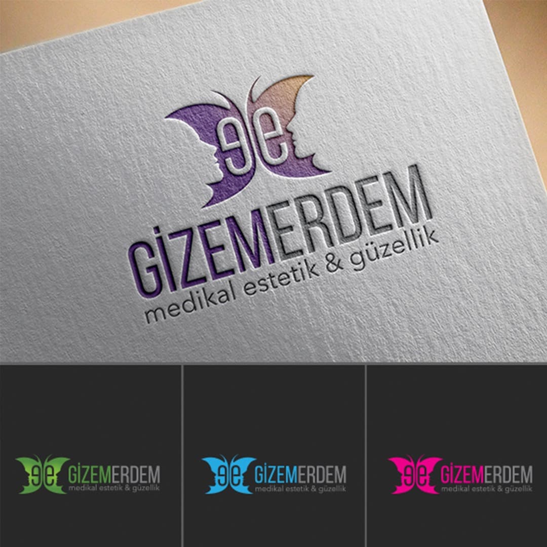Gizemerdem Medikal Estetik & Güzellik logo tasarımı ve renk varyasyonları