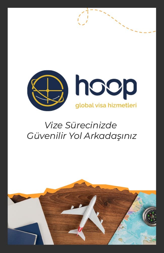 Hoop Vize Hizmetleri için hazırlanan sosyal medya görseli