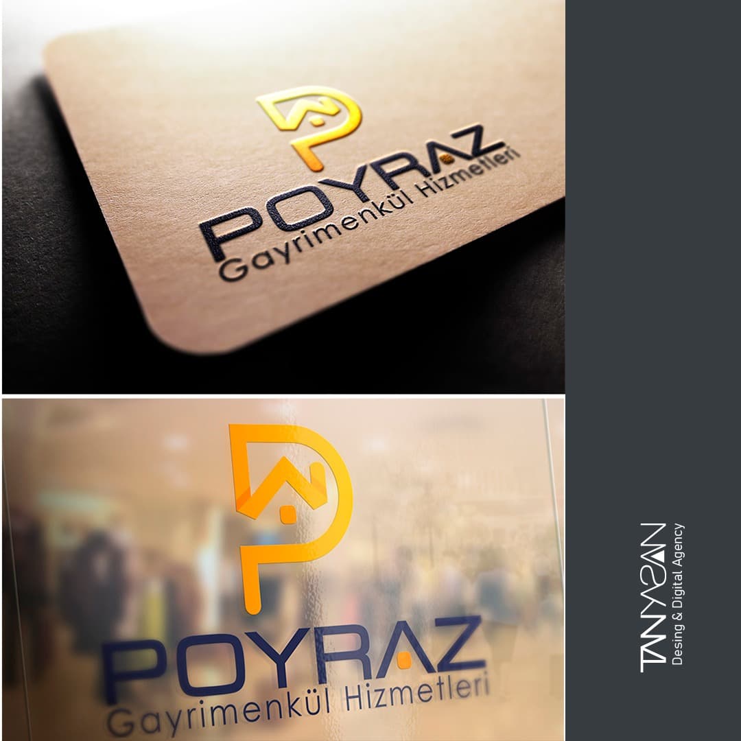 Poyraz Gayrimenkul Kiralık Hizmetleri kurumsal kimlik çalışması: logo ve renk varyasyonları